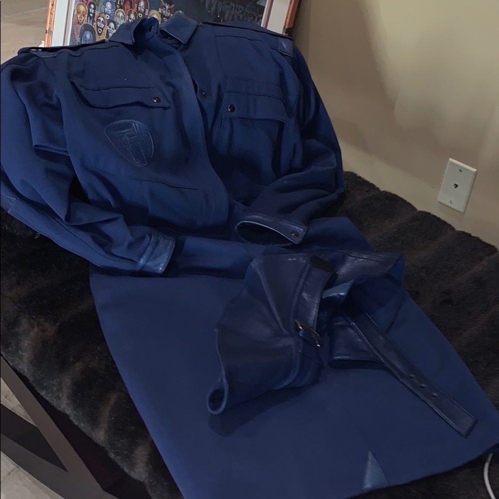 Dress with leather detail